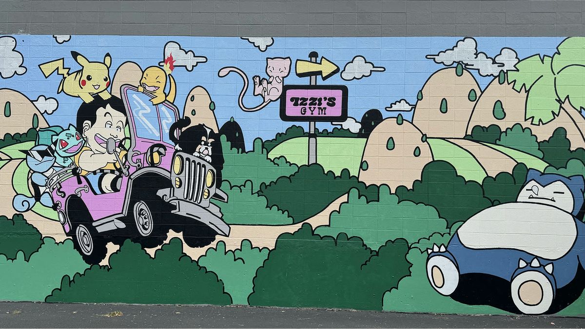 The colorful wall mural inside Izzi's Gym in Sioux Falls
